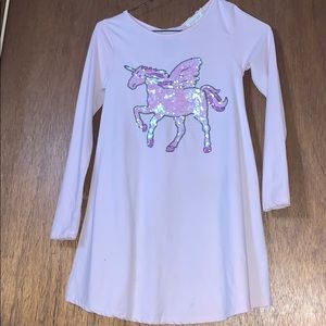 Girls unicorn sequin pink between dress like new